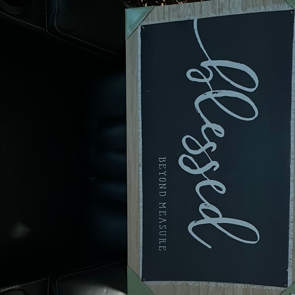 Elegant Black and White 'Blessed' Canvas Art